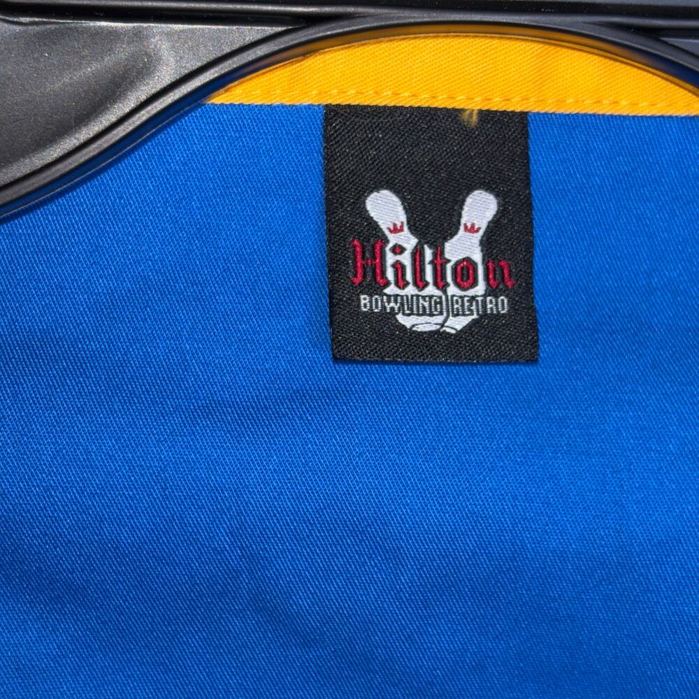 Hilton Bowling Retro Shirt Blue Gold "Brenda" Lung Restless Team S NWOT - Picture 3 of 8